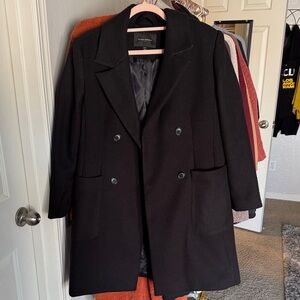 BANANA REPUBLIC Black Double-Breasted PEA Coat fully lined